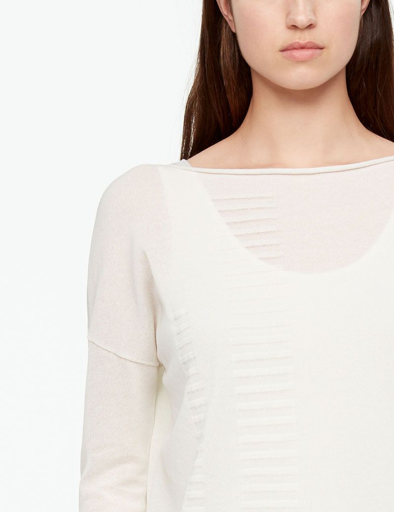 Sarah Pacini COTTON SWEATER LANG - GESTREIFT