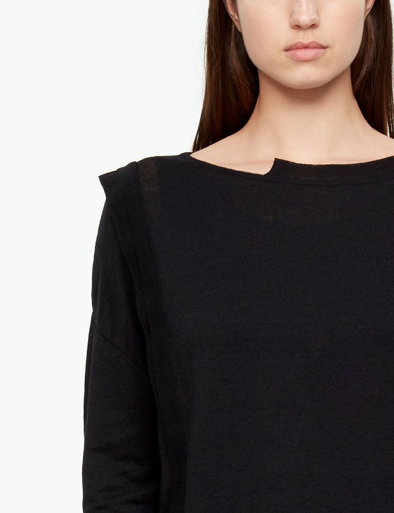 Sarah Pacini LINEN SWEATER - ASYMMETRIC COLLAR