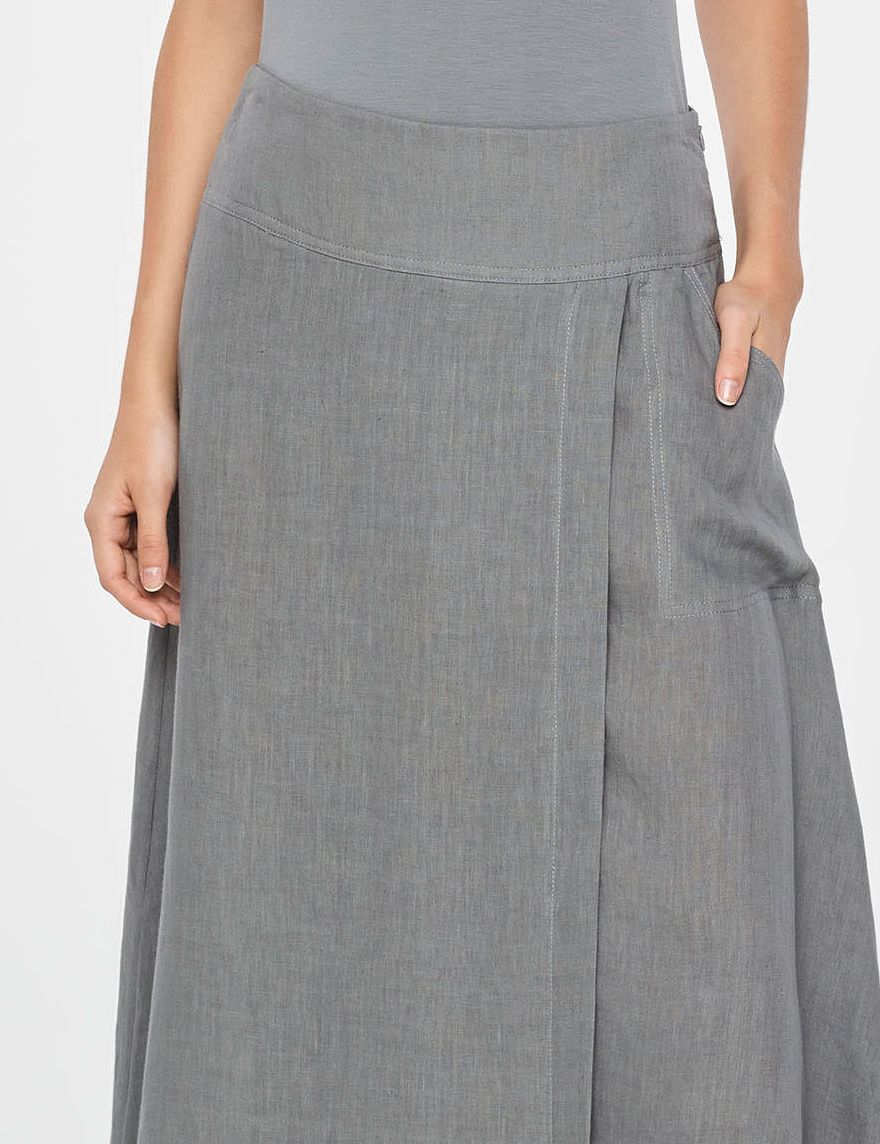 Sarah Pacini MAXI LINEN WRAP SKIRT