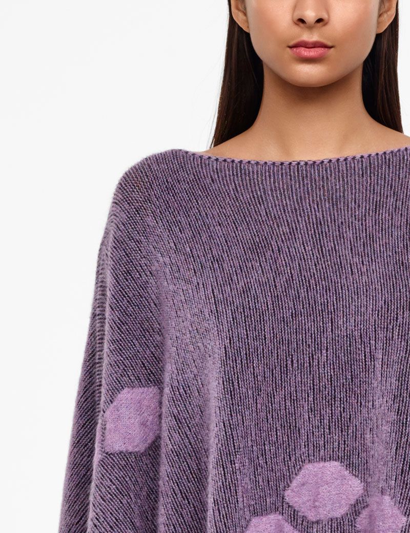 Sarah Pacini JACQUARD PONCHO - LANGE MOUWEN
