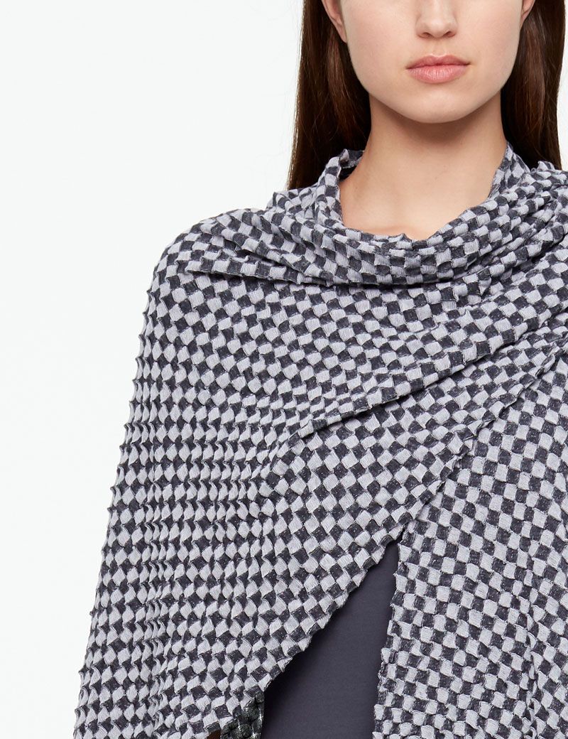 Sarah Pacini PONCHO - MAKO COTTON IN SCHACHBRETT OPTIK