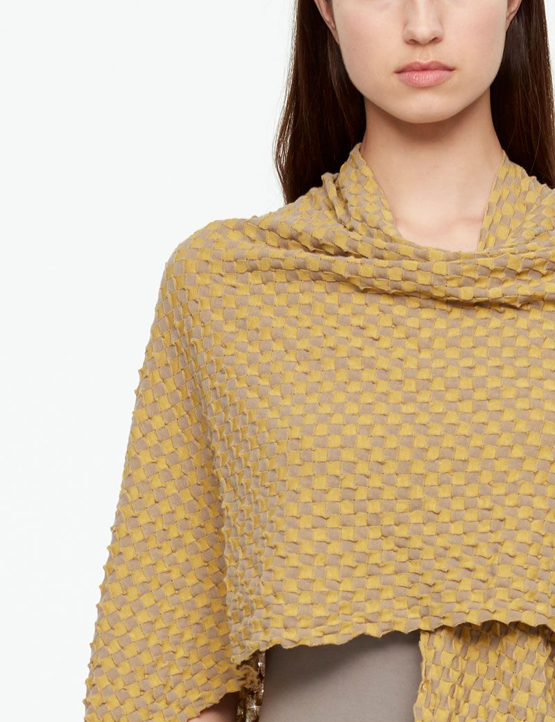 Sarah Pacini PONCHO - MAKO COTTON IN SCHACHBRETT OPTIK