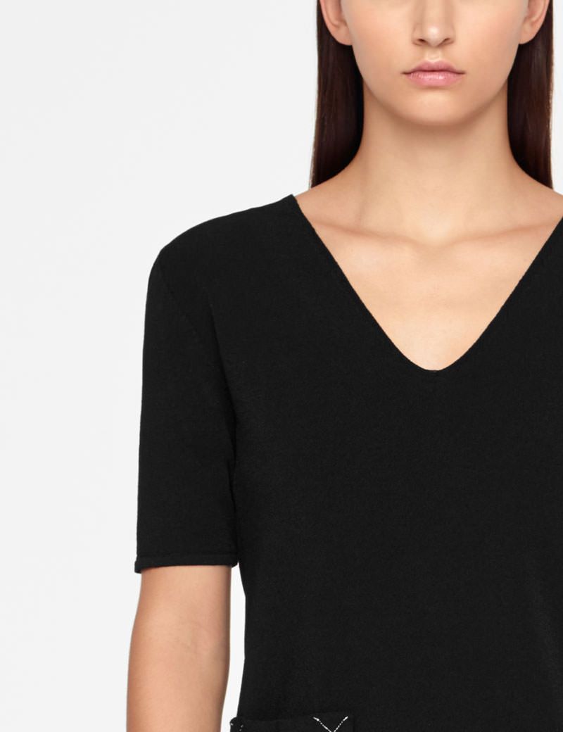 Sarah Pacini PULL COL V - POCHE APPLIQUÉE