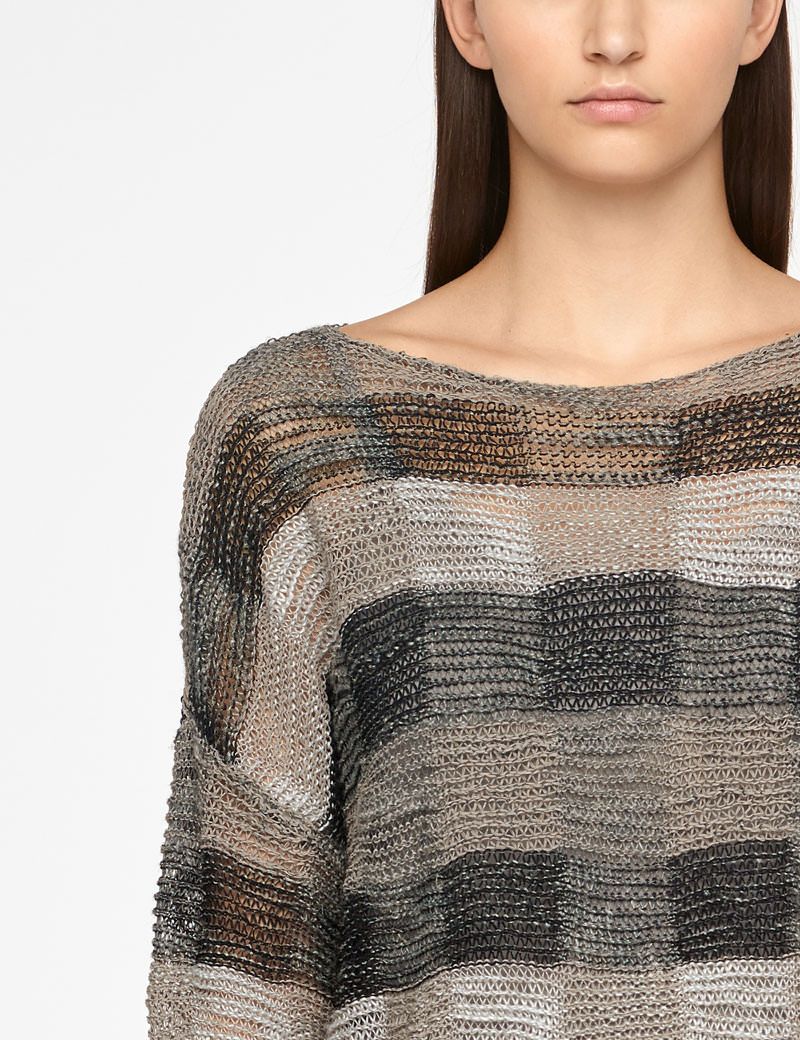 Sarah Pacini LONG LINEN SWEATER - CHECKERED