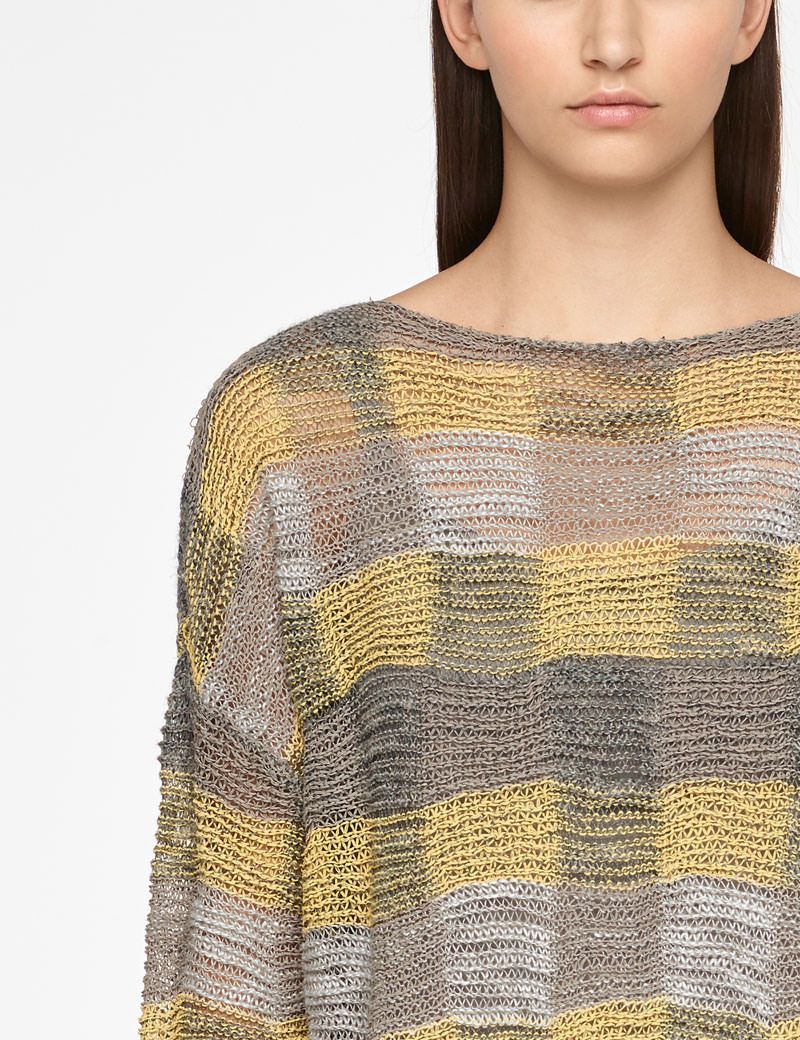 Sarah Pacini LONG LINEN SWEATER - CHECKERED