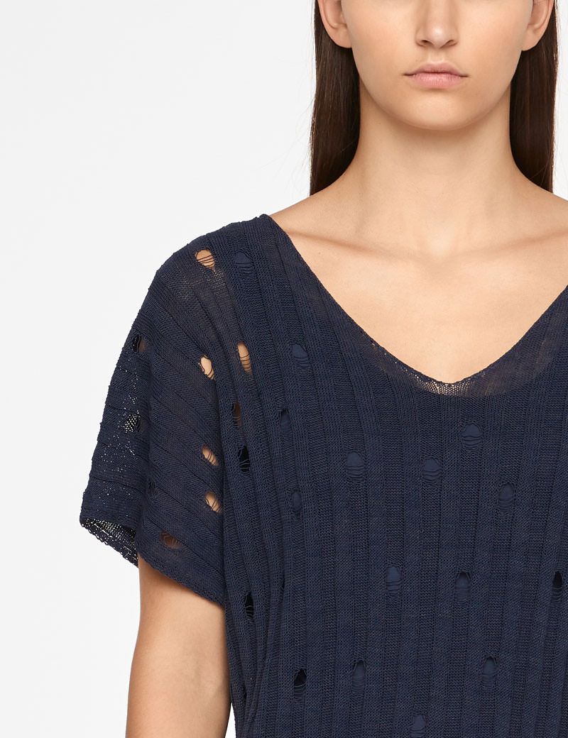 Sarah Pacini LEINEN-SWEATER - V-AUSSCHNITT