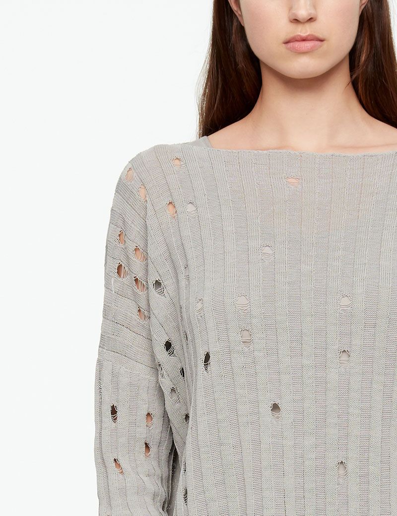 Sarah Pacini LEINEN-SWEATER - GELOCHT