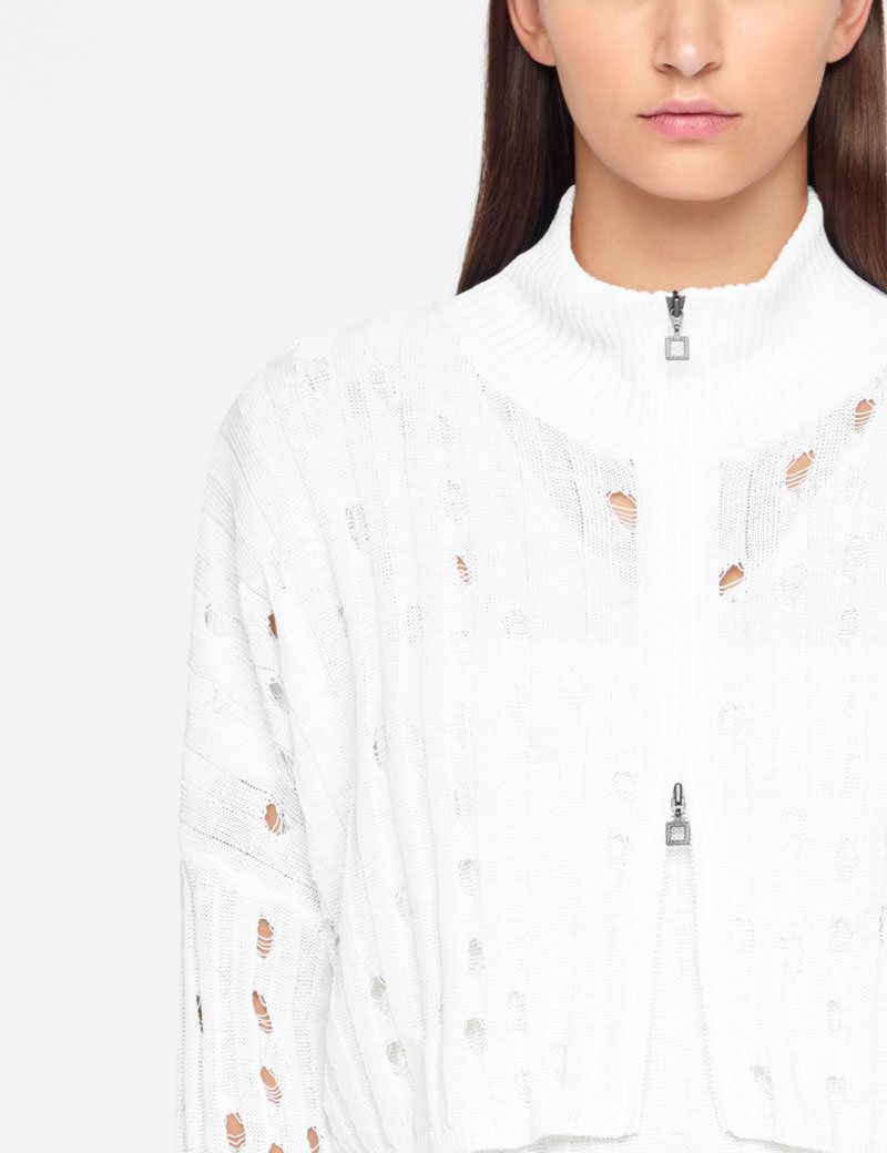 Sarah Pacini LEINEN-CARDIGAN - GELOCHT