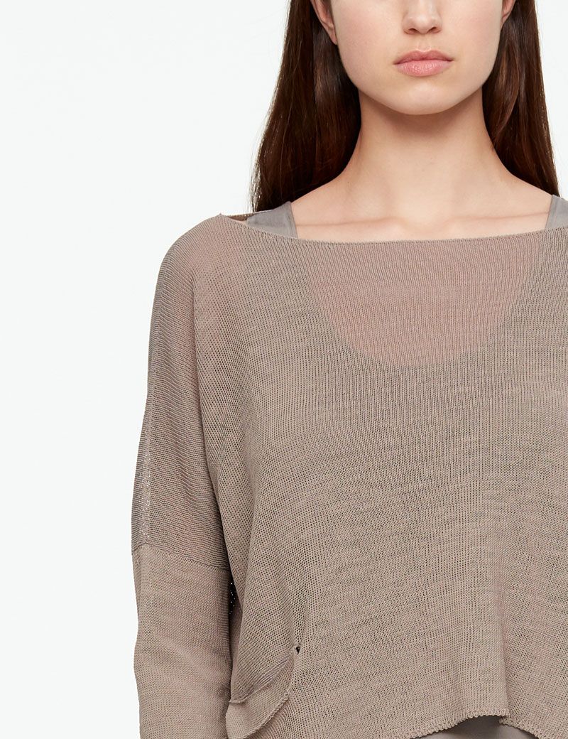 Sarah Pacini LINEN SWEATER - SLIT POCKETS