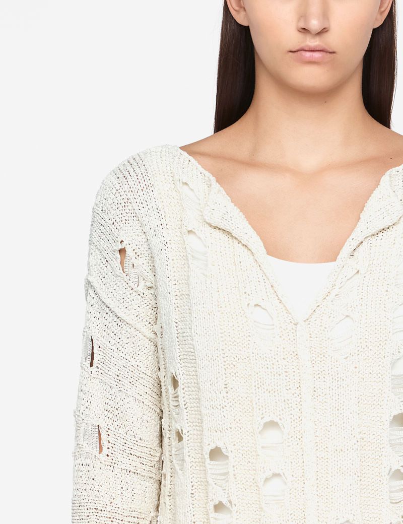 Sarah Pacini PULL COL V - MAILLE AJOURÉE