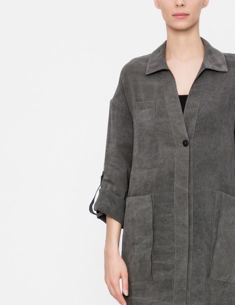 Sarah Pacini LEINENJACKE - AUFGESETZTE TASCHEN