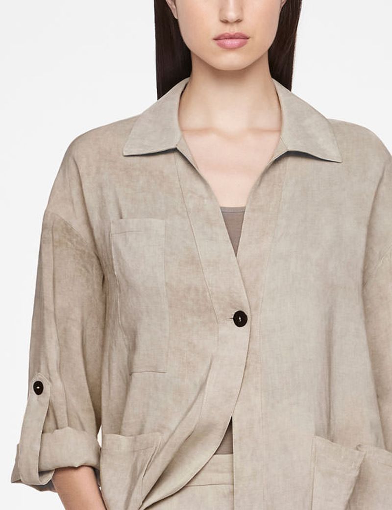 Sarah Pacini LINEN JACKET - PATCH POCKETS