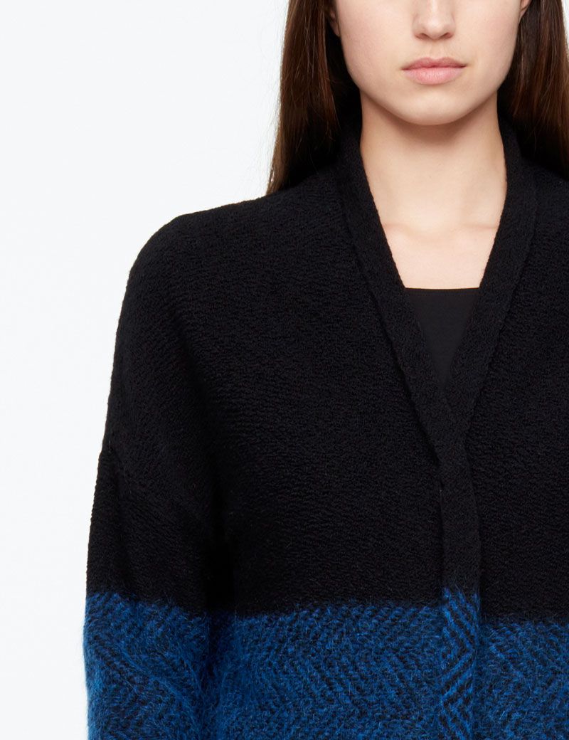 Sarah Pacini LANGER CARDIGAN - FISCHGRÄTENMUSTER