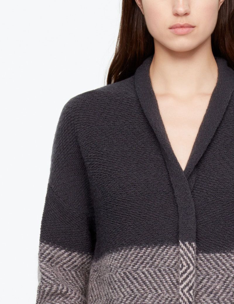 Sarah Pacini LANGER CARDIGAN - FISCHGRÄTENMUSTER