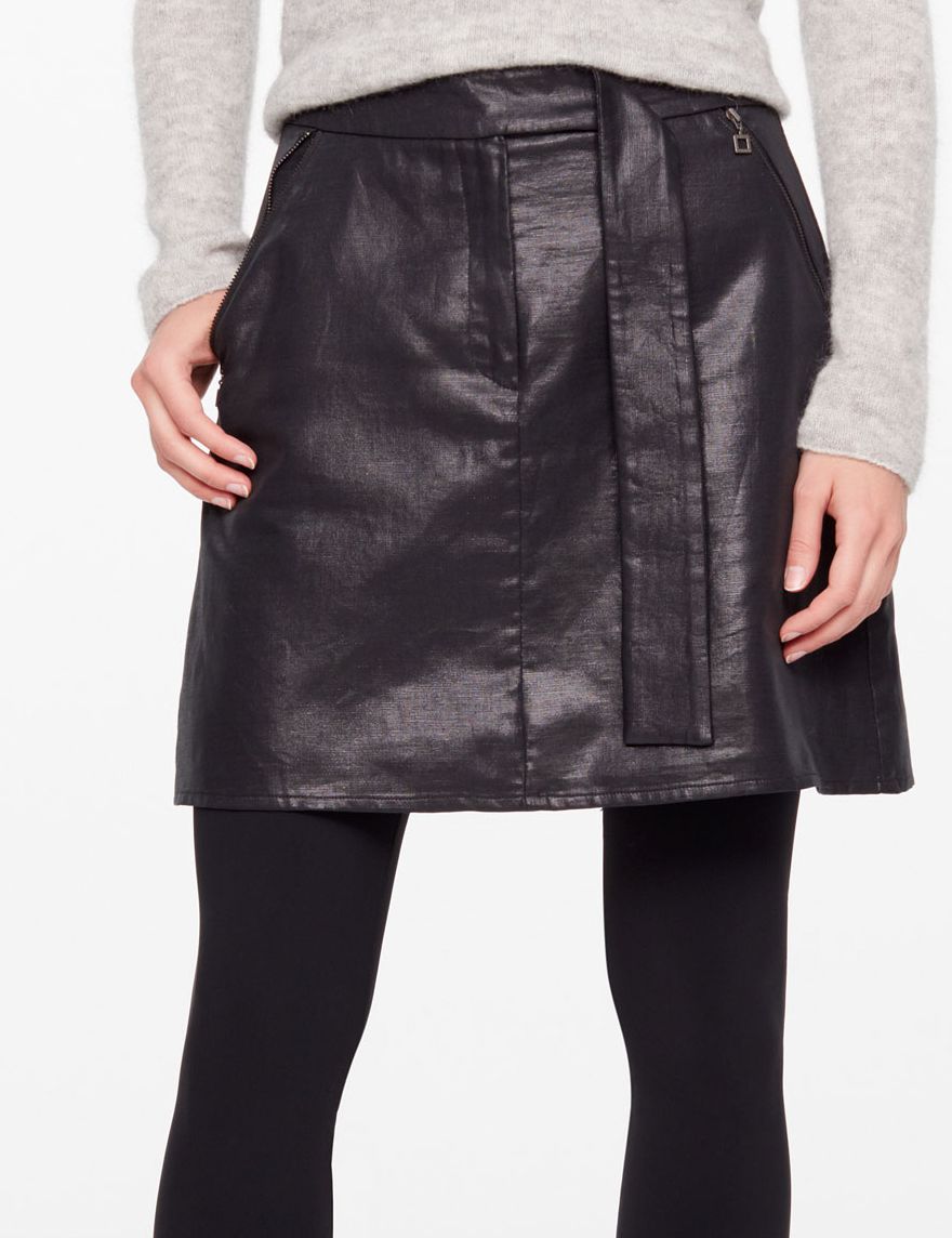 Sarah Pacini SHORT SKIRT - LEATHER SHEEN