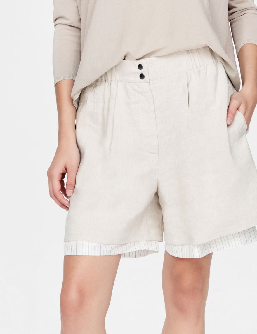Sarah Pacini Bermudas en lin - rayures