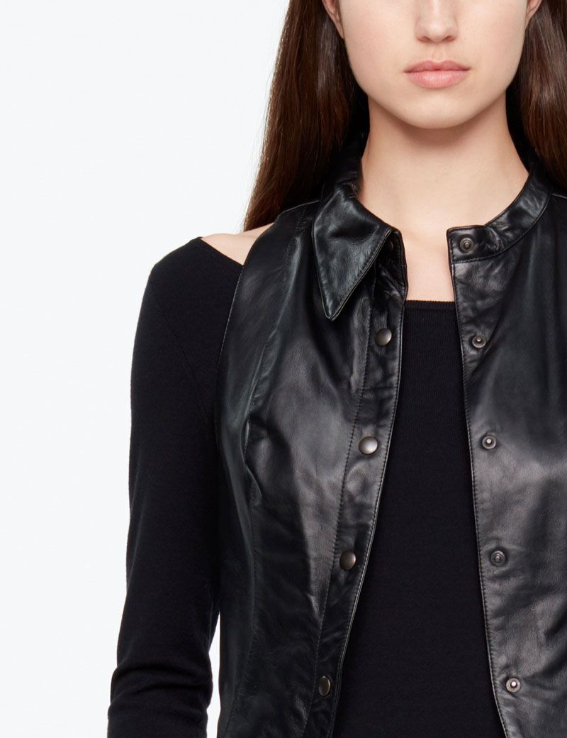 Sarah Pacini Leather jacket – sleeveless