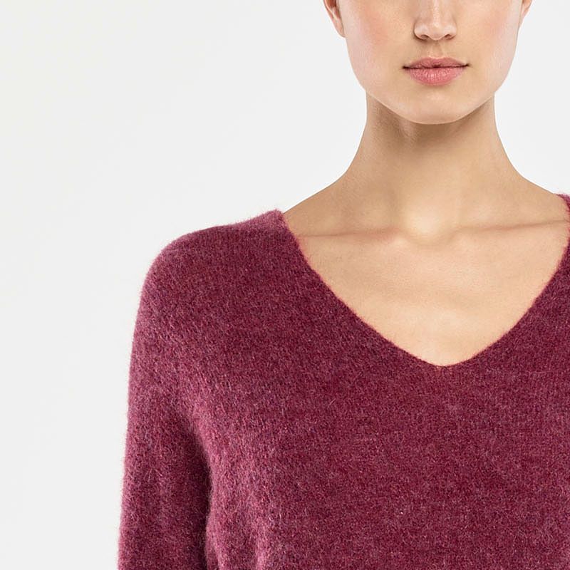 Purple long mohair sweater - v-neck by Sarah Pacini