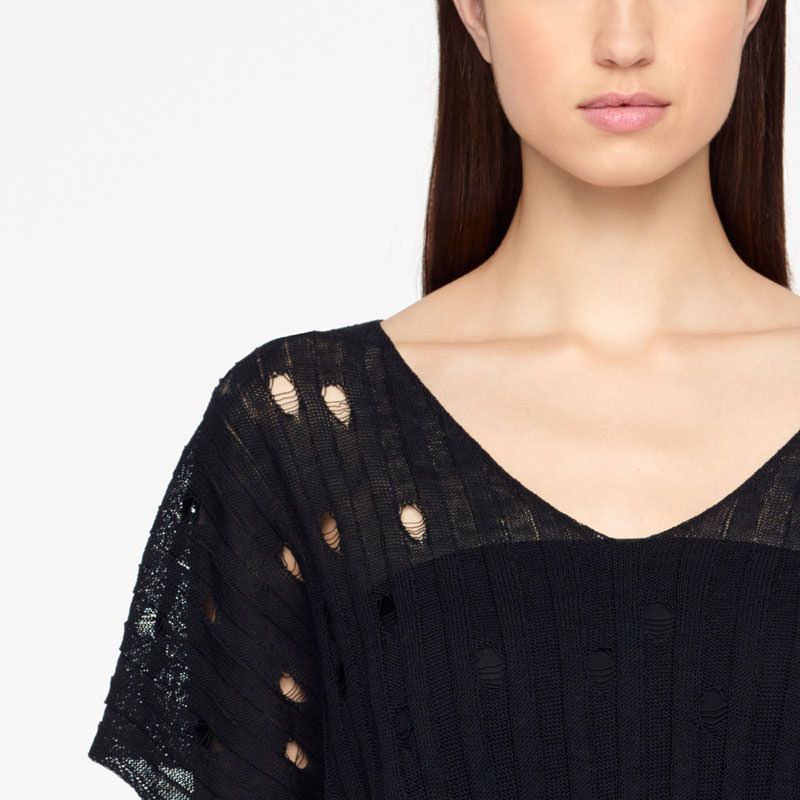 Sarah Pacini LEINEN-SWEATER - V-AUSSCHNITT