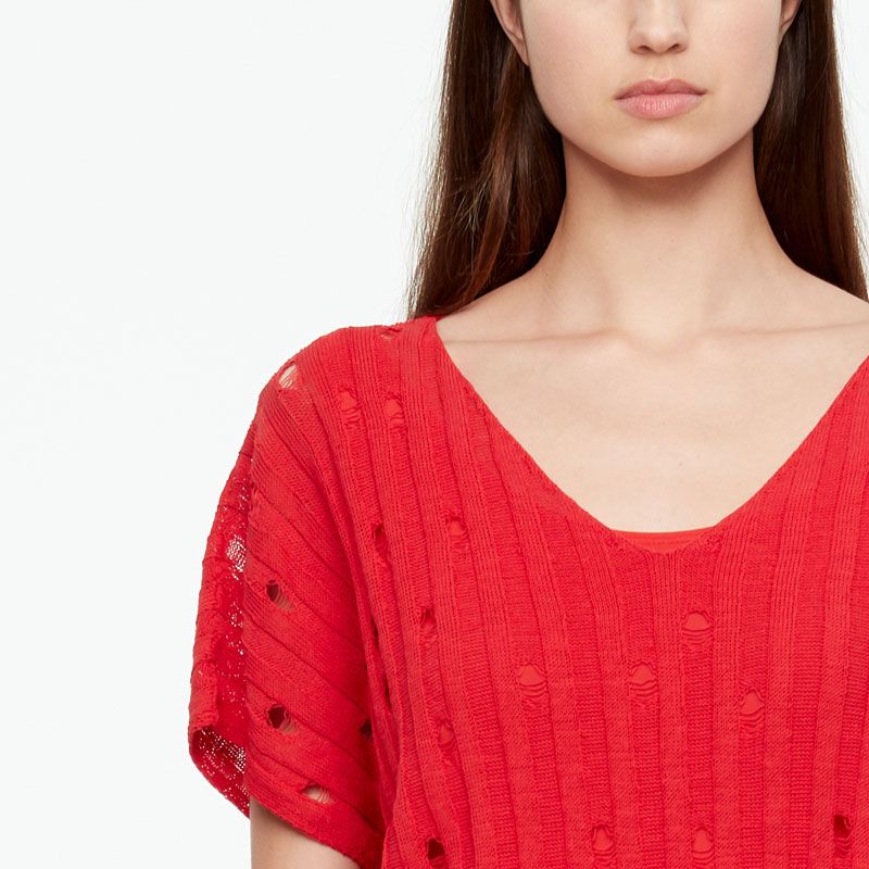 Sarah Pacini LEINEN-SWEATER - V-AUSSCHNITT