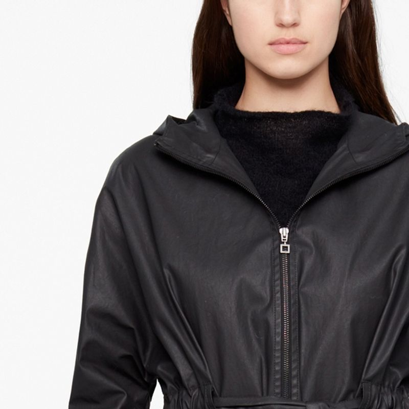 Sarah Pacini SCHWARZER PARKA - BESCHICHTET
