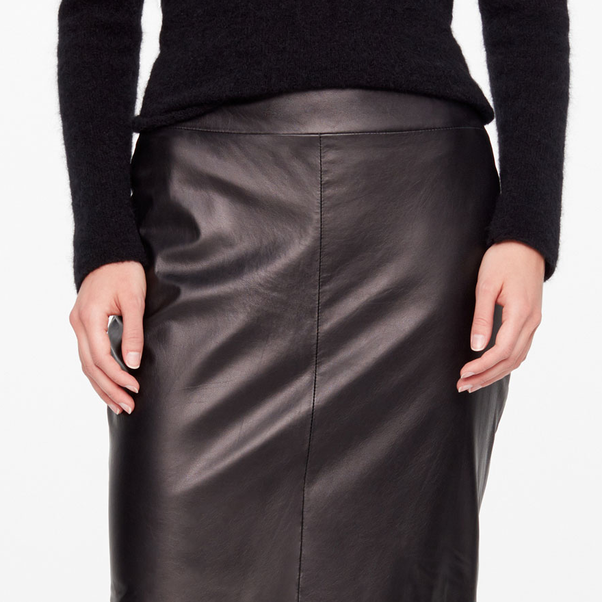 Sarah Pacini LEATHER PENCIL SKIRT - SLIT