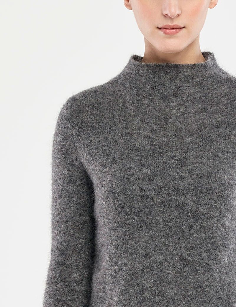 Grey mohair mohair sweater - mock neck by Sarah Pacini