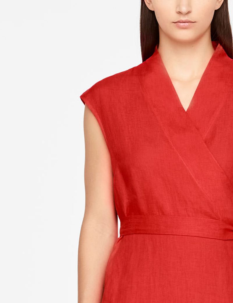 Red linen linen wrap dress - maxi by Sarah Pacini