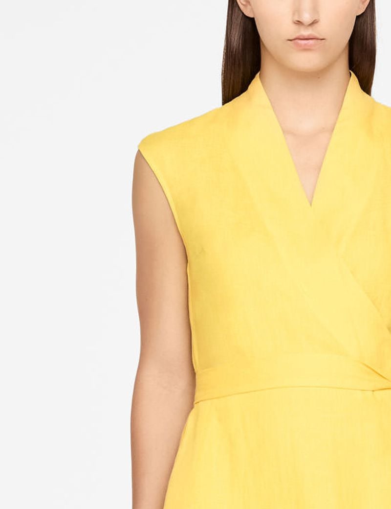 Yellow linen linen wrap dress - maxi by Sarah Pacini