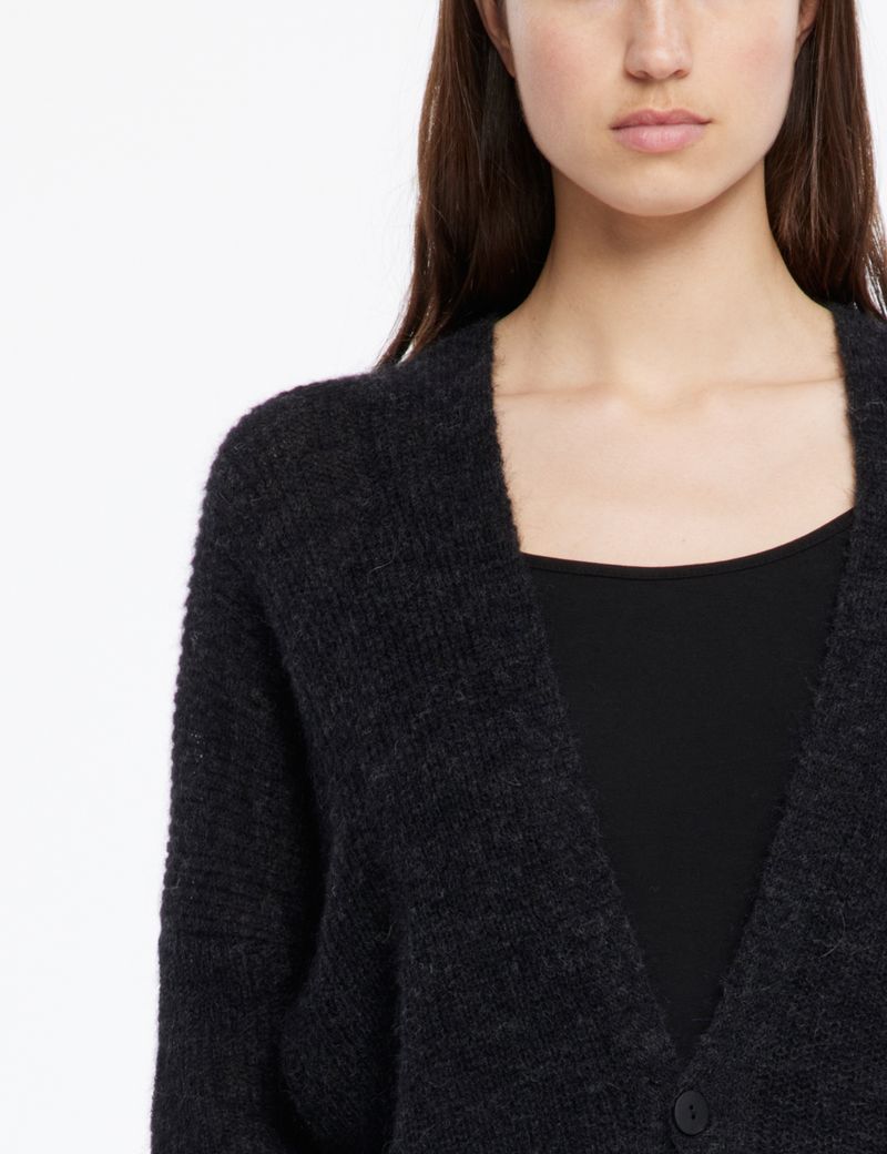 Black baby alpaca cardigan - long by Sarah Pacini