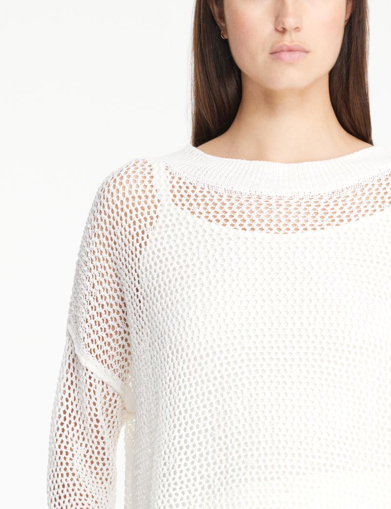 White linen long sweater - mesh knit by Sarah Pacini