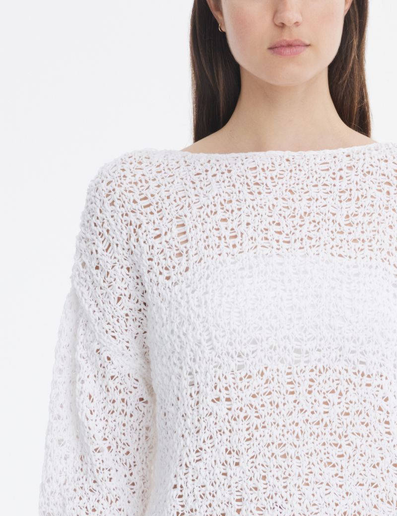 White mako cotton sweater - exotic knit by Sarah Pacini