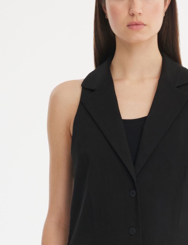 Veste Sarah Pacini Noire Taille T0 (34/36) - Coupe Asymétrique (dos Court, Devant Long) - Occasion Très Bon état