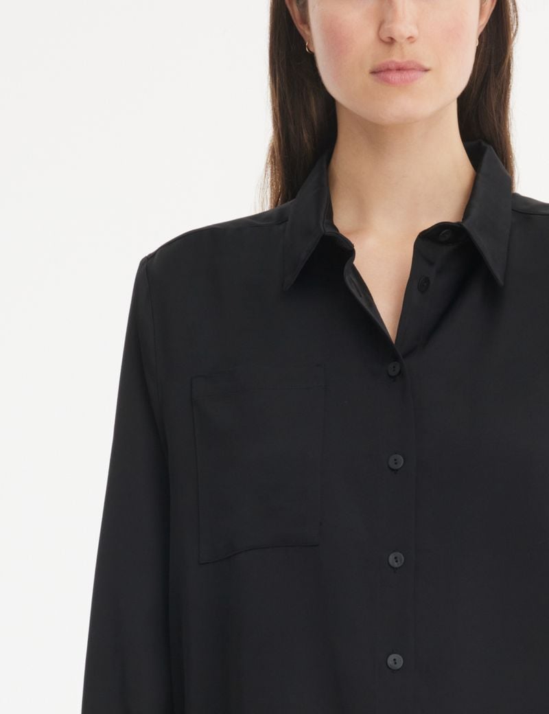 Black viscose satin viscose shirt by Sarah Pacini