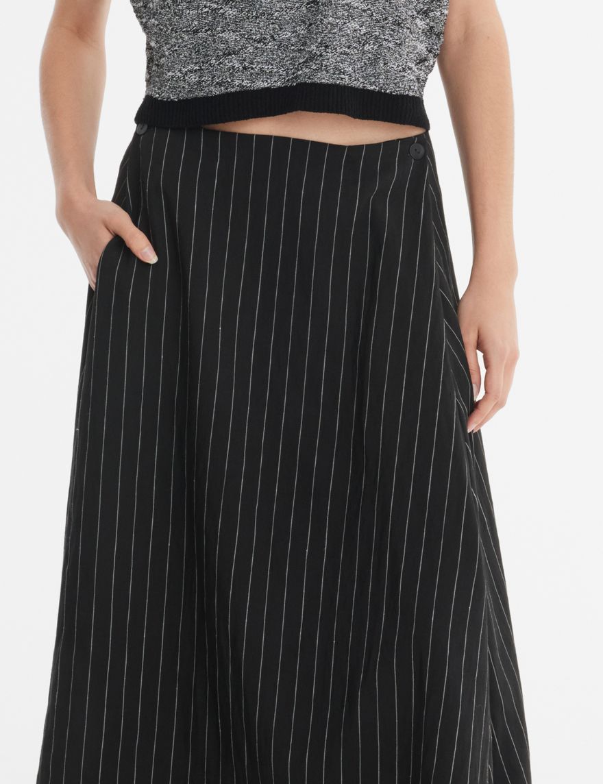 Black pinstripe skirt - maxi-length by Sarah Pacini