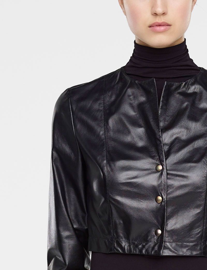 Black leather jacket by Sarah Pacini
