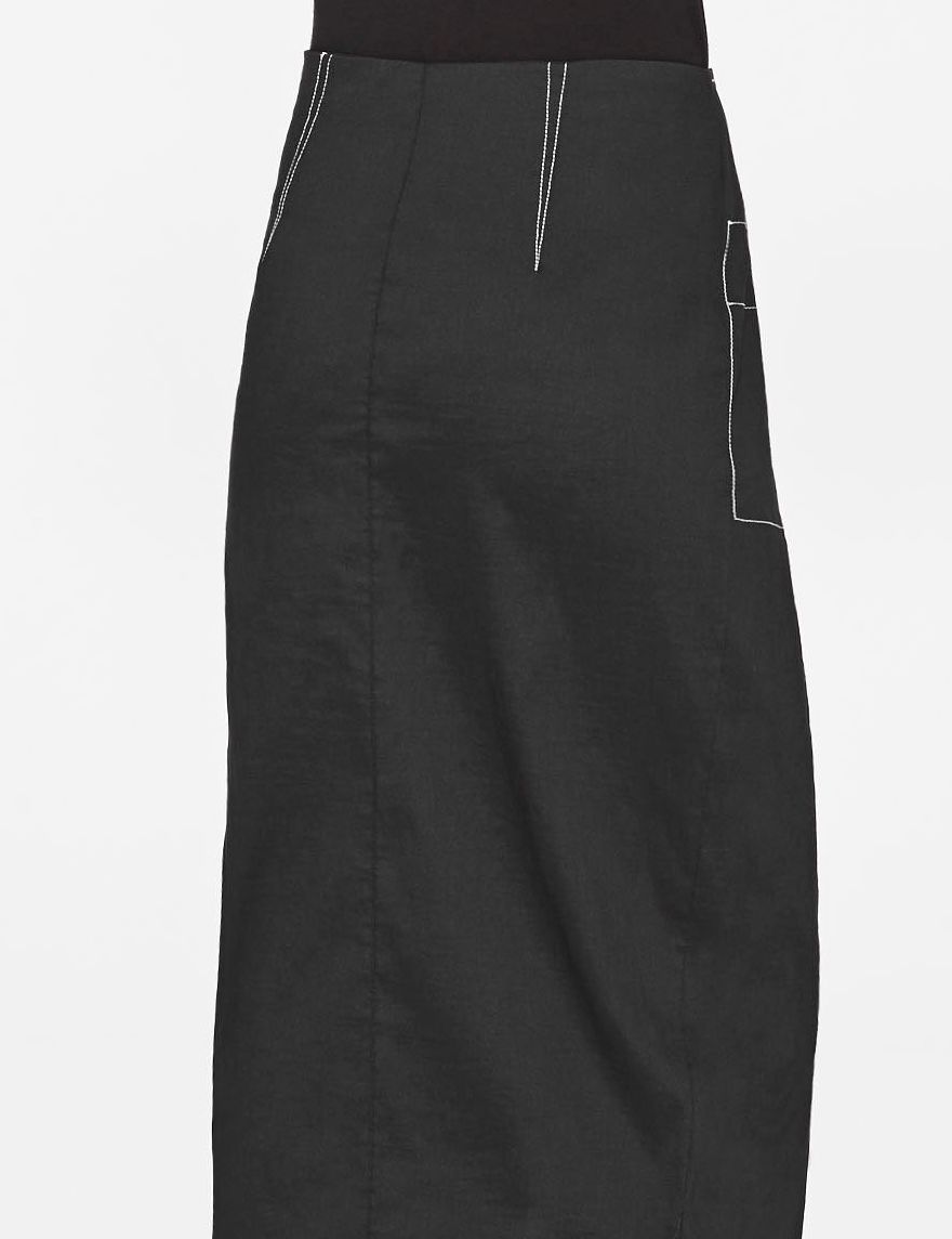 Black elastane long straight skirt by Sarah Pacini