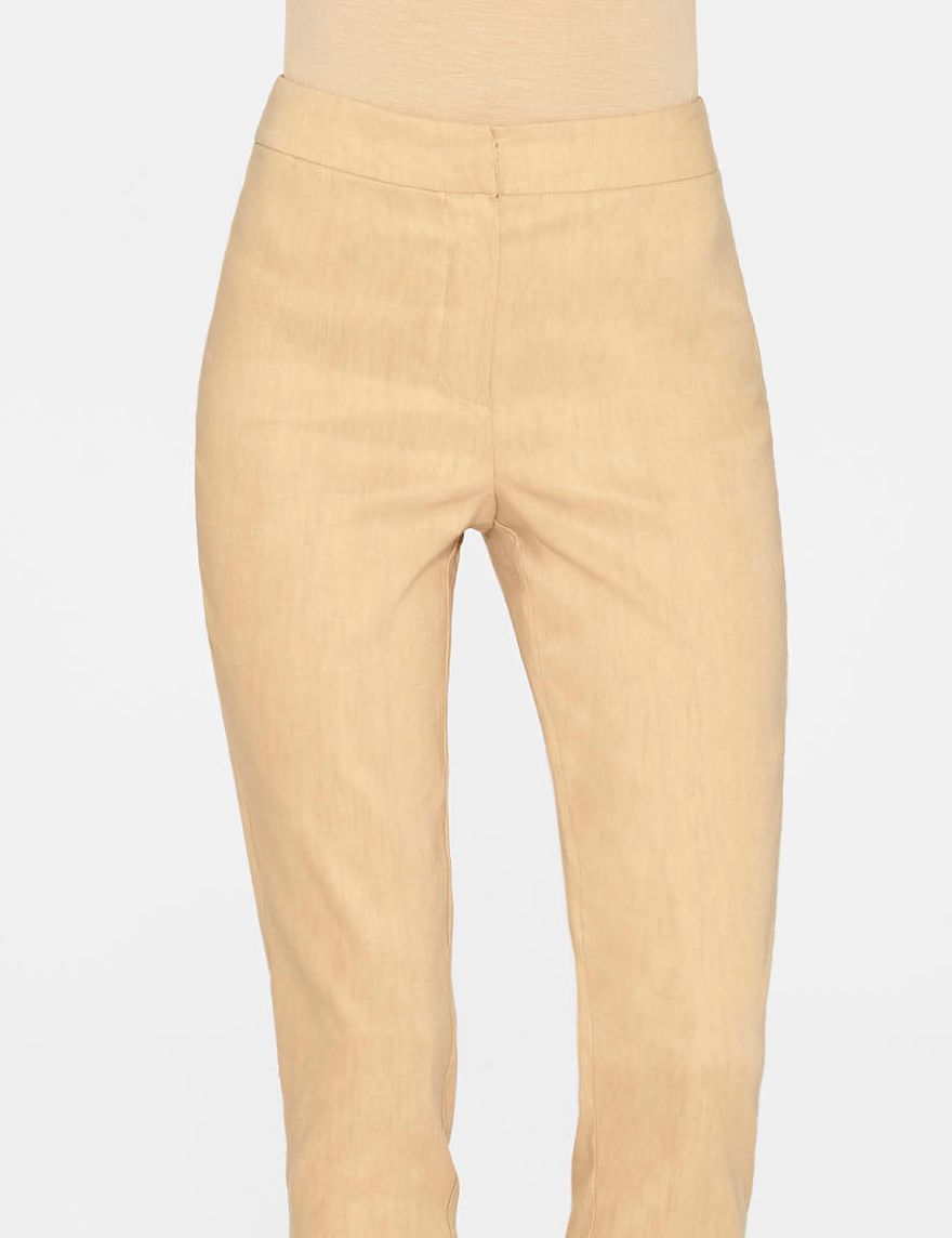 Yellow linen cropped linen pants by Sarah Pacini