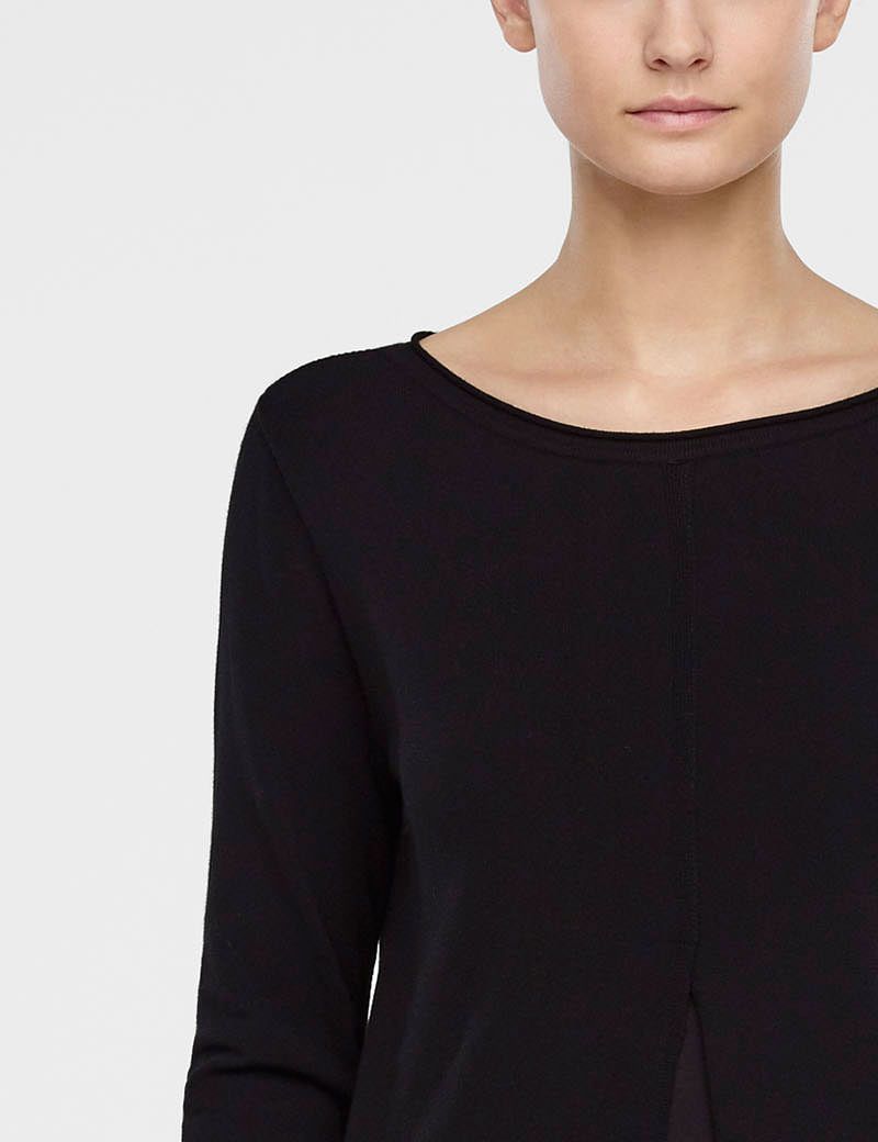 Black viscose asymmetric sweater by Sarah Pacini