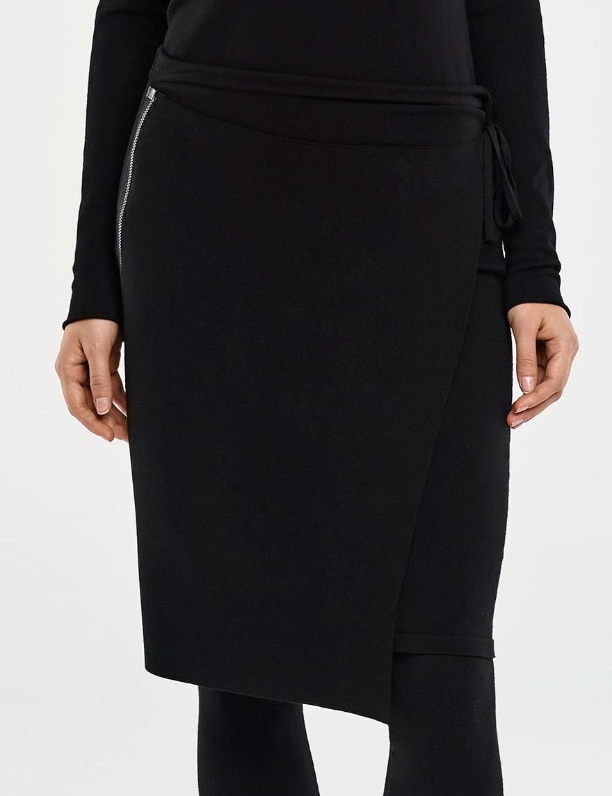 Sleutel kop Gewend aan Zwarte rok op knielengte - paneel met rits - Sarah Pacini