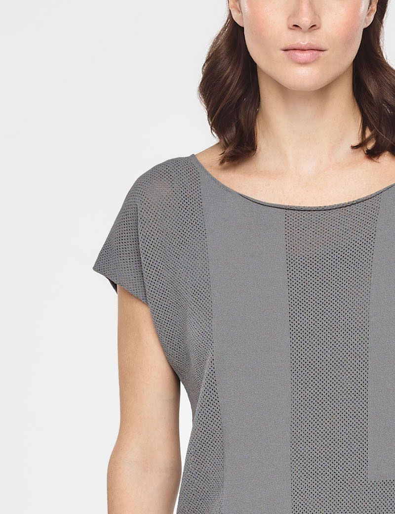 Grey viscose perforated sweater by Sarah Pacini