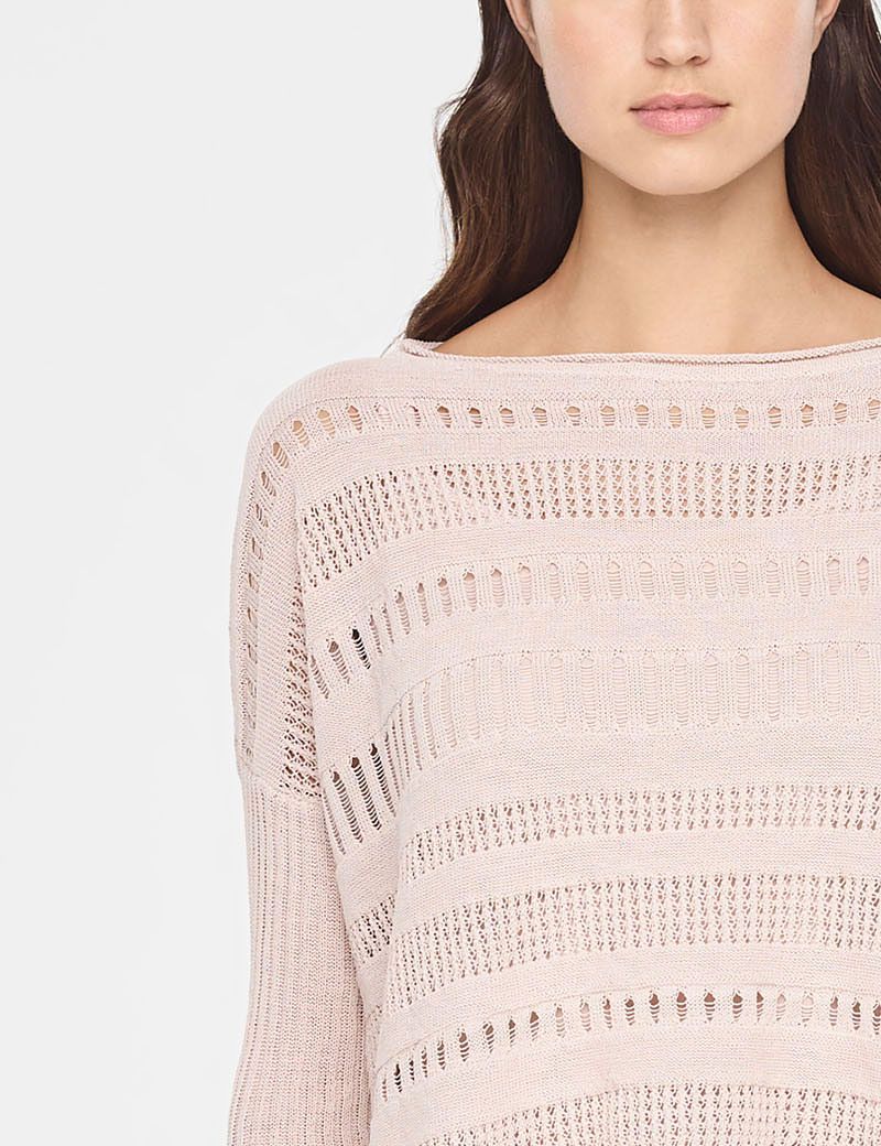 Pull En Lin Noir Decore De Fleurs