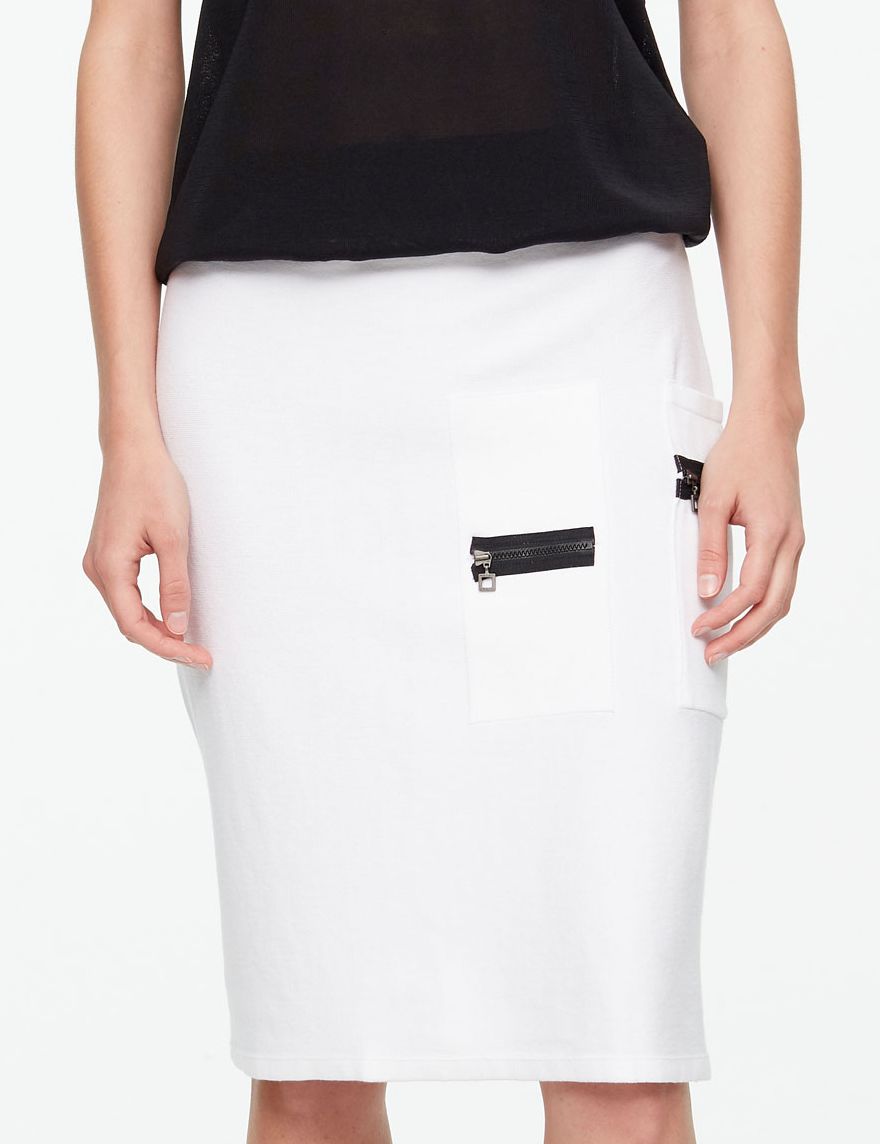 white pencil skirt with zipper