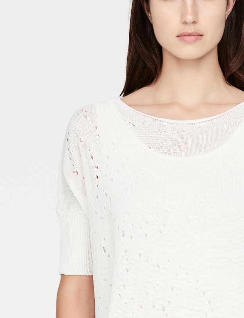 white linen sweater