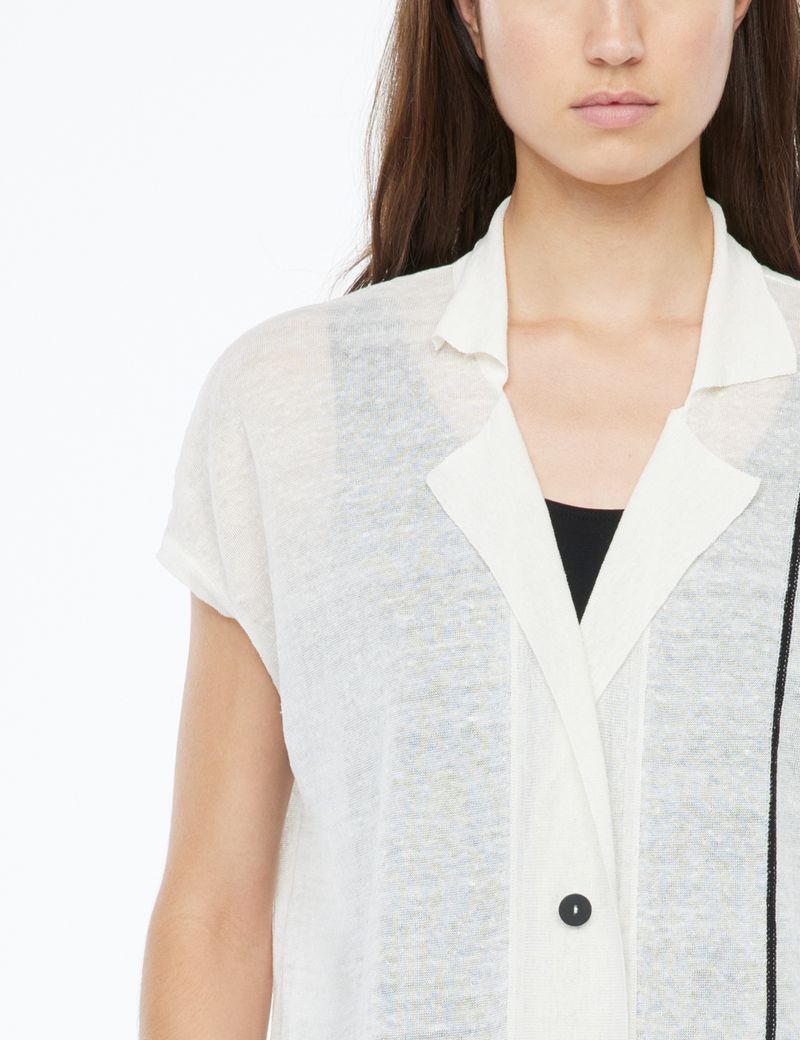 linen cardigan - intarsia by Sarah Pacini