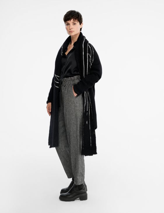 Sarah Pacini Pantalon en tweed - lin et laine
