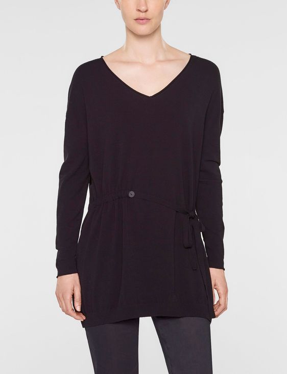 Sarah Pacini Pull long à col en v, ceinture souple