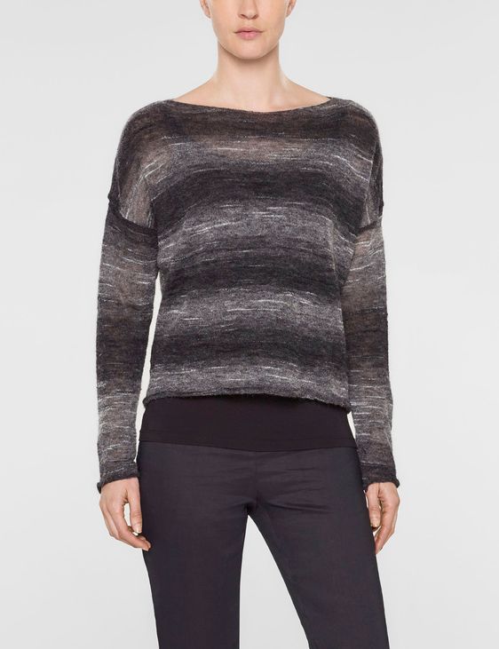 Sarah Pacini Short large sweater with long sleeves and scoop neckline