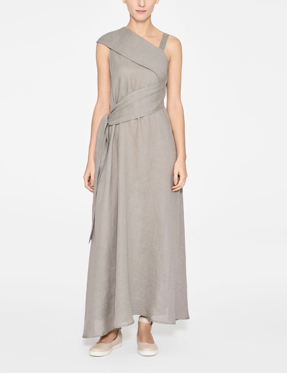 Sarah Pacini LINEN LONG DRESS, SLEEVELESS
