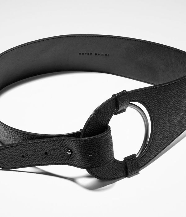 Sarah Pacini Ceinture de cuir, large boucle ronde